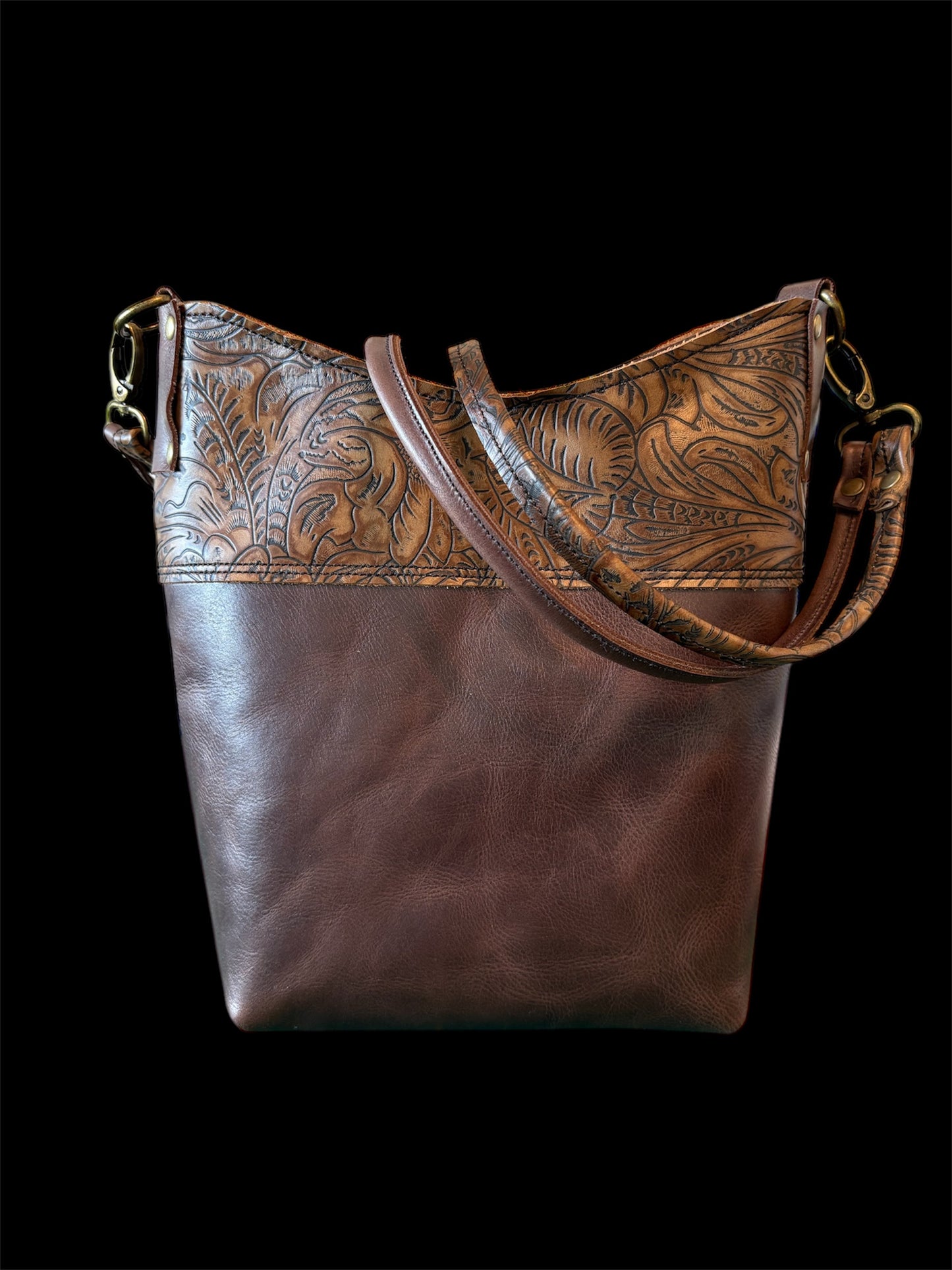 Western Floral and Vintage Brown Bucket Bag