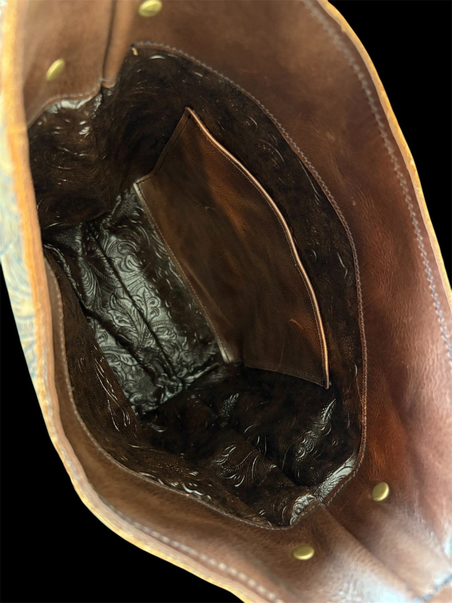 Western Floral and Vintage Brown Bucket Bag