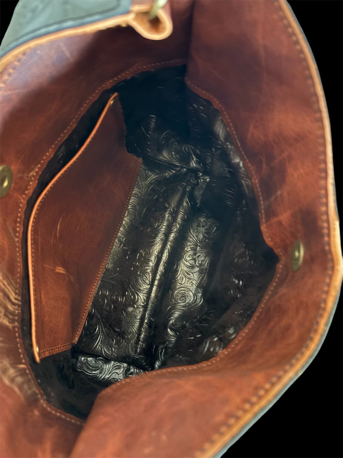 Black and Cognac Shoulder Bag #4000