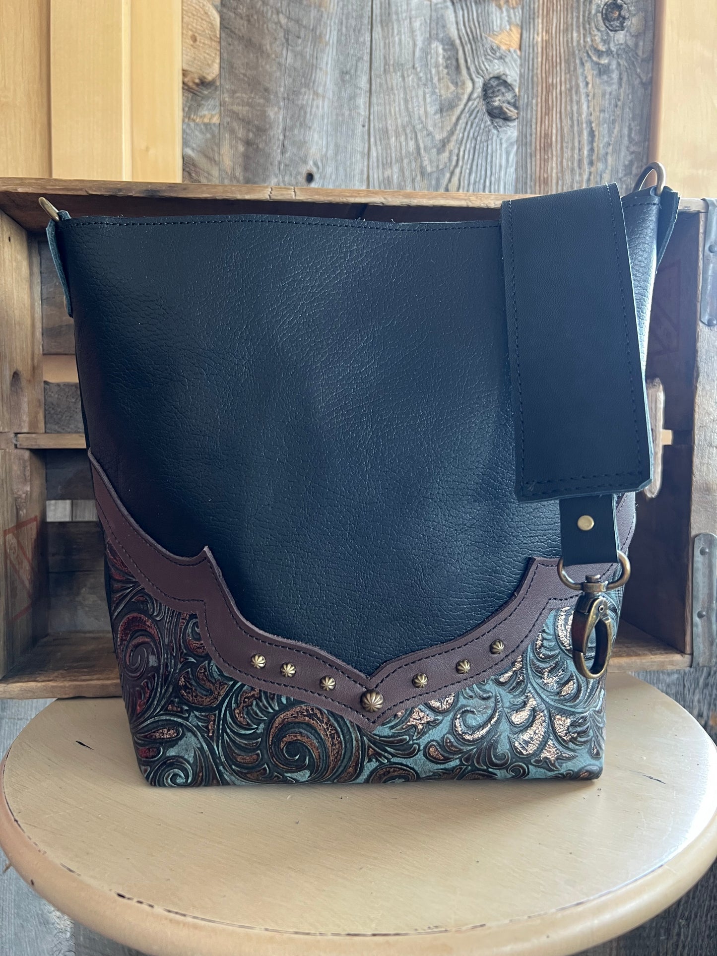 Black Western Leather Purse