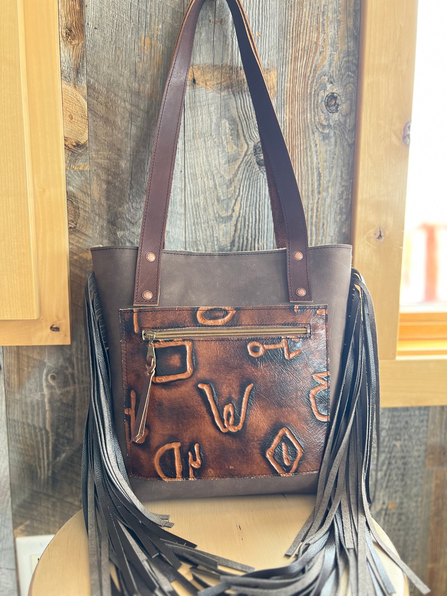 Cowhide Tote with Fringe