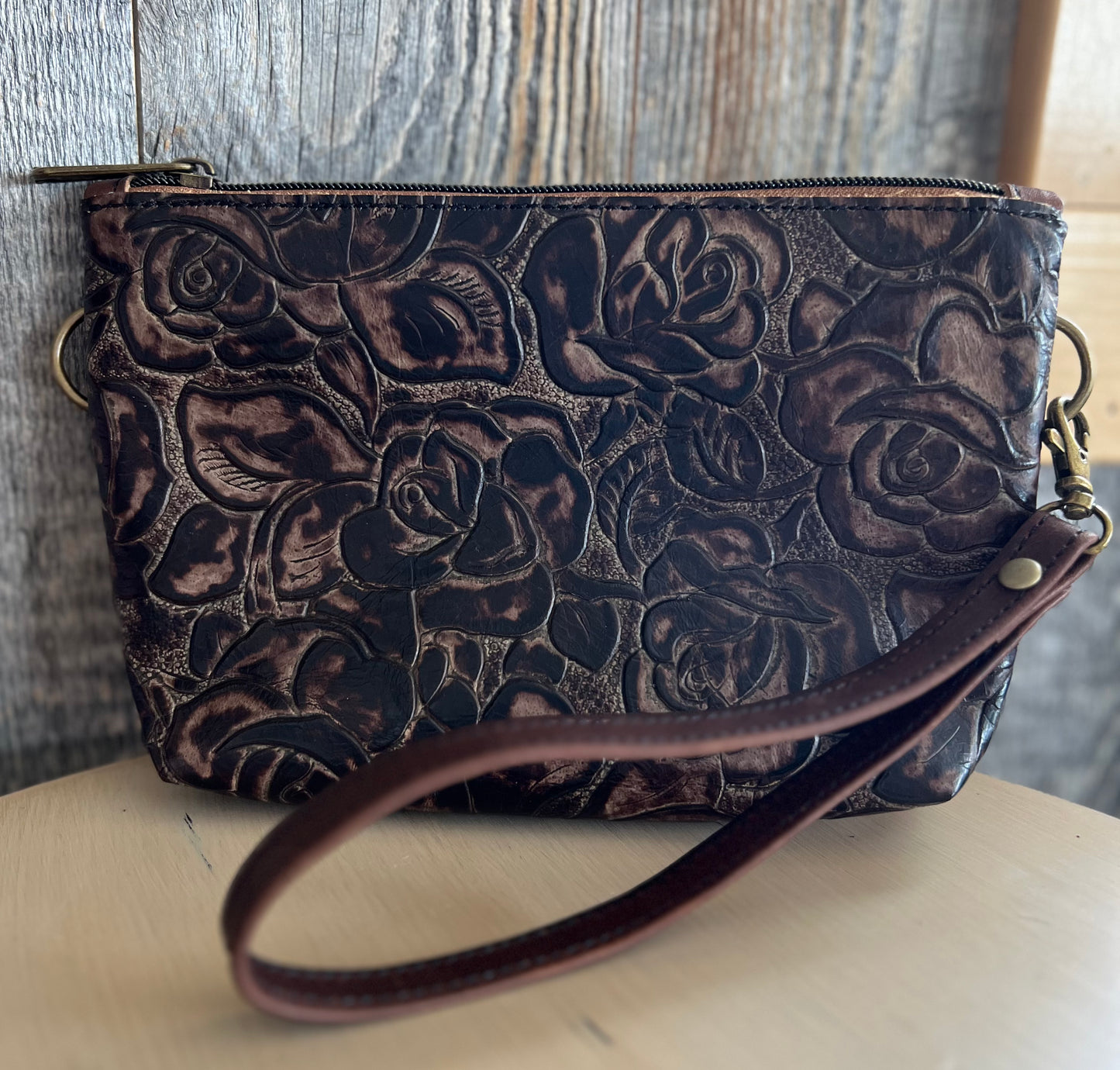 Leather Crossbody Wristlet