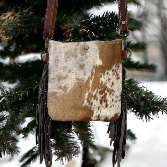 Western Cowhide Crossbody Fringe Purse