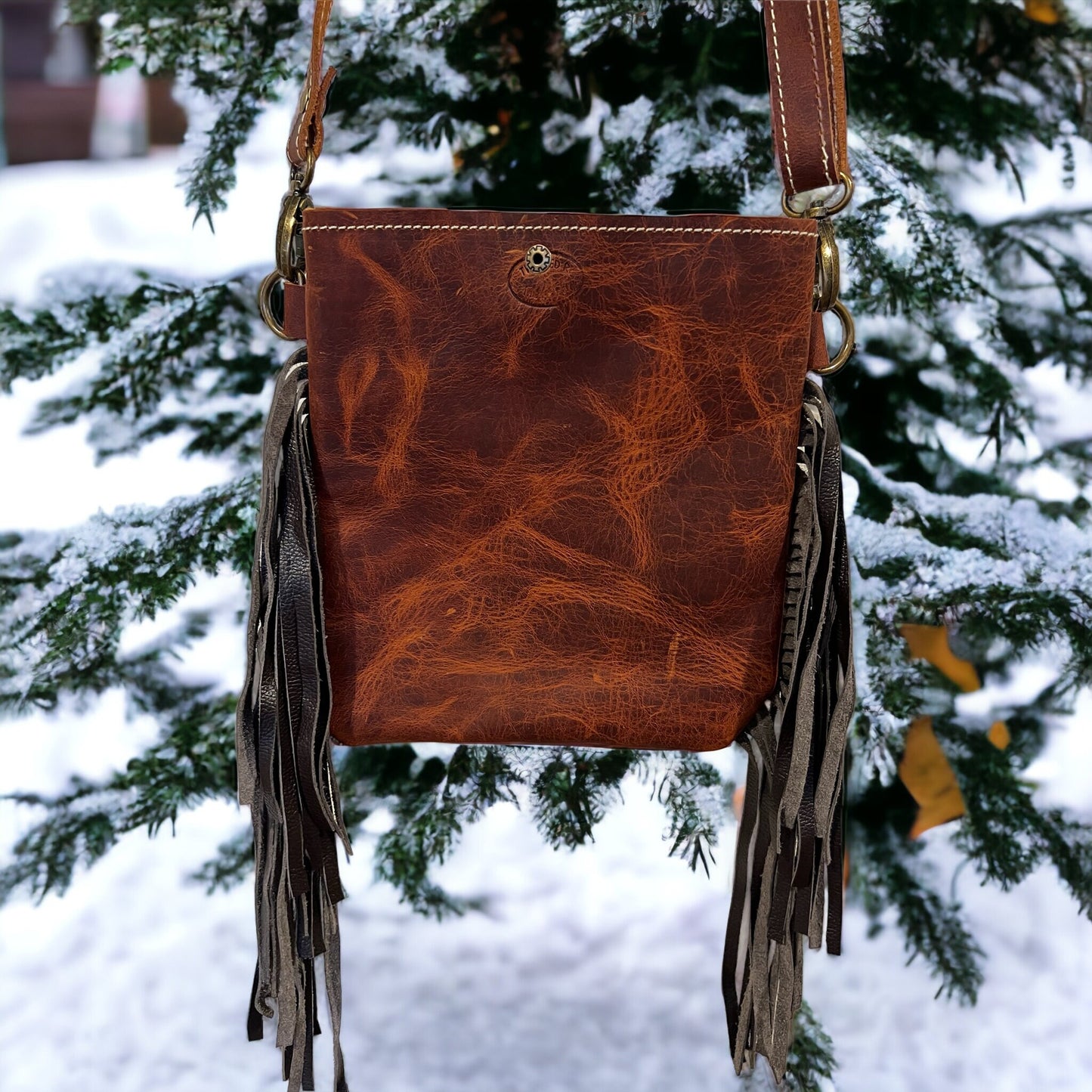 Western Cowhide Crossbody Fringe Purse