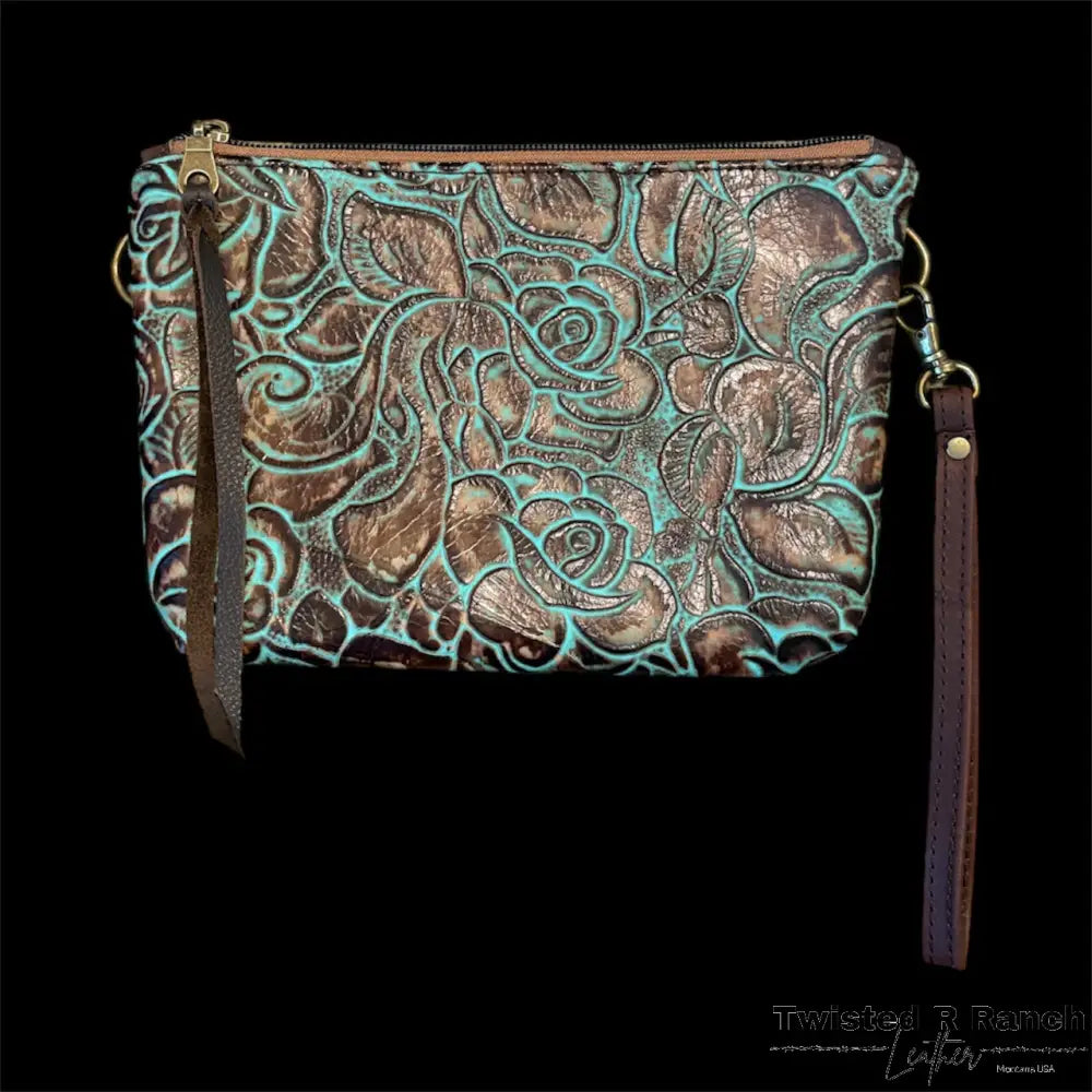 Turquoise Rose Wristlet